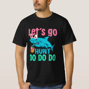 Blue Bunny Ears Shark Easter Hunt T-shirt