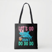 Blue Bunny Ears Shark Easter Hunt Tote Bag (Voorkant)