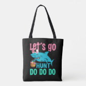 Blue Bunny Ears Shark Easter Hunt Tote Bag (Achterkant)