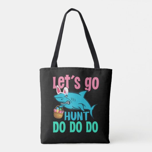 Blue Bunny Ears Shark Easter Hunt Tote Bag (Achterkant)