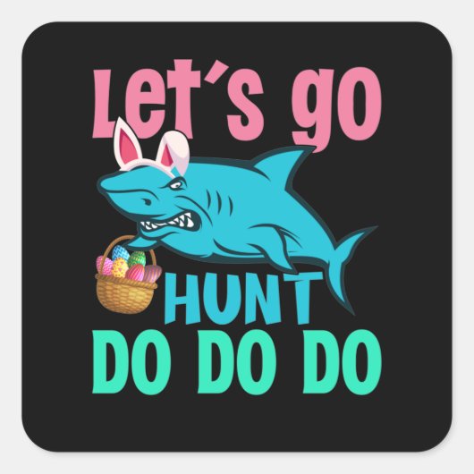 Blue Bunny Ears Shark Easter Hunt Vierkante Sticker (Voorkant)