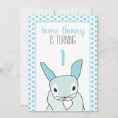Blue Bunny First 1st Birthday Invitation Kaart (Voorkant)