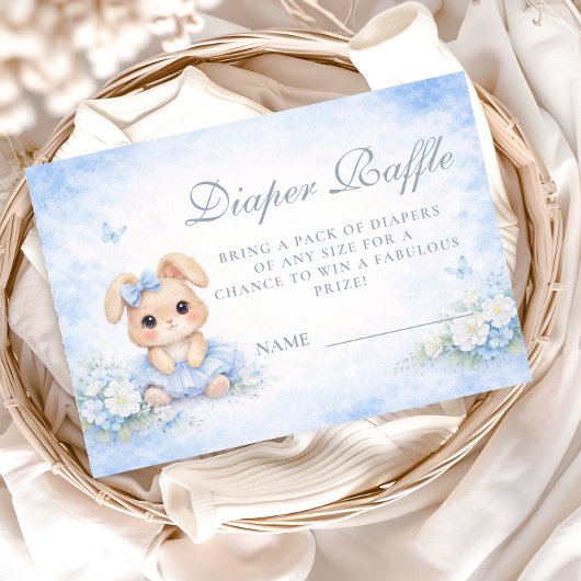 Blue Bunny Floral Diapper Raffle Informatiekaartje