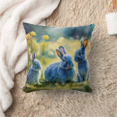 Blue Bunny Garden: Waterverf stijl kussen (Deken)