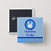 Blue Bunny "Grandma to be" Baby shower Button (Voorkant /achterkant)