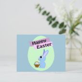 Blue Bunny Happy Pasen Feestdagenkaart (Staand voorkant)