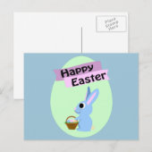 Blue Bunny Happy Pasen Feestdagenkaart (Voorkant / Achterkant)