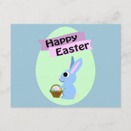 Blue Bunny Happy Pasen Feestdagenkaart