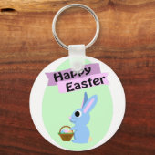 Blue Bunny Happy Pasen Sleutelhanger (Voorkant)