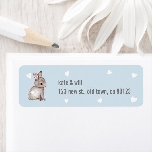 Blue Bunny Heart Return Address Labels (Insitu)