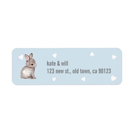 Blue Bunny Heart Return Address Labels (Voorkant)