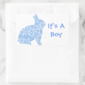 Blue Bunny Het is een jongen Rechthoekige Sticker (Tas)