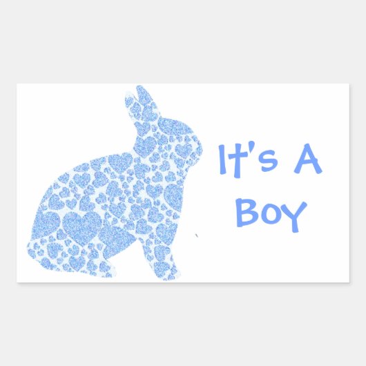 Blue Bunny Het is een jongen Rechthoekige Sticker (Voorkant)