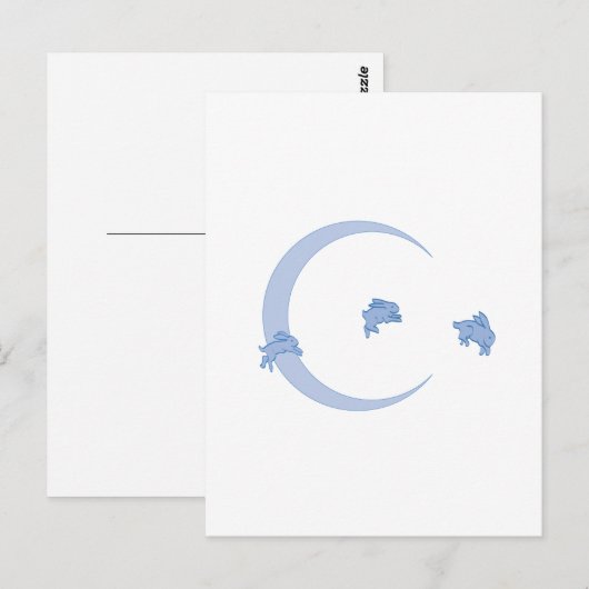 BLUE BUNNY MOON BRIEFKAART (Voorkant / Achterkant)