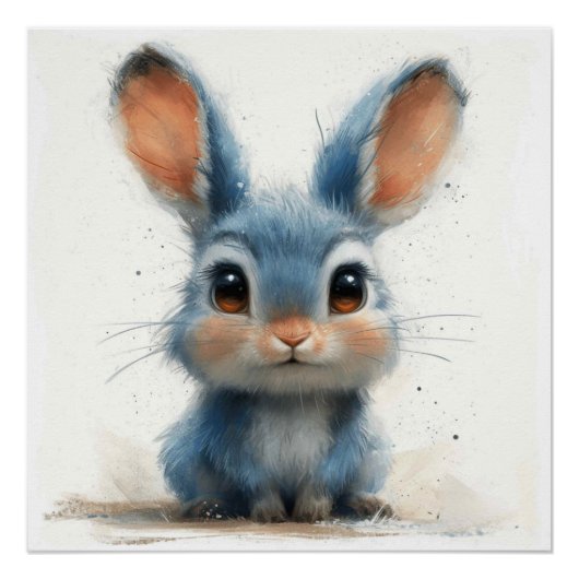 Blue Bunny Mouse: Een beetje Whimsy Bunny Perfect Poster (Voorkant)