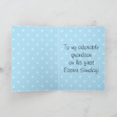 Blue Bunny Oren en Tenen Baby Jongen Eerste Pasen Feestdagen Kaart (Binnen)