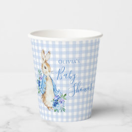 Blue Bunny Plaid Gepersonaliseerd Baby shower Papieren Bekers