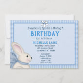 Blue Bunny Rabbit Birthday Party Invitation Kaart (Voorkant)