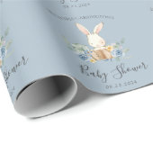 Blue Bunny Rabbit Boy Baby shower Cadeaupapier (Rol Hoek)