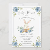 Blue Bunny Rabbit Boy Baby shower Kaart (Voorkant)