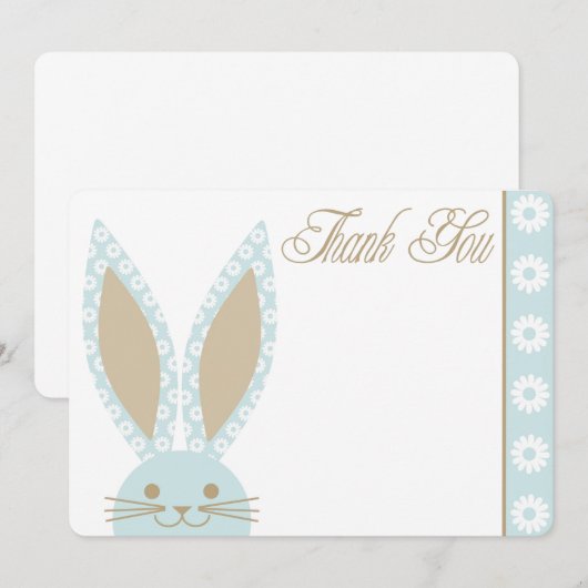 Blue Bunny Rabbit Dank je wel Bedankkaart (Voorkant / Achterkant)