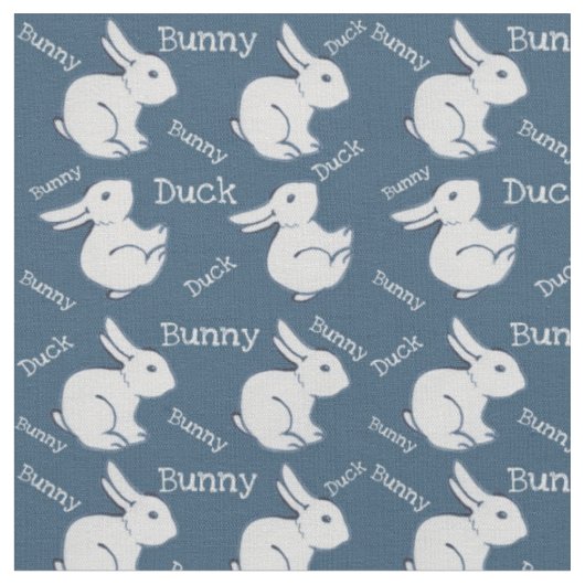 Blue Bunny Rabbit Duck Illusion Child's Neursery Stof (Close Up)
