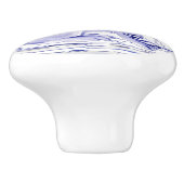 Blue Bunny Rabbit Floral Delft Dedham Ceramic Pull Keramische Knop (Zijkant)