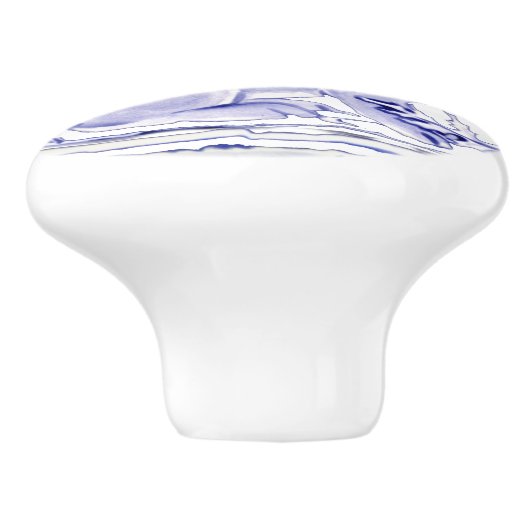 Blue Bunny Rabbit Floral Delft Dedham Ceramic Pull Keramische Knop (Zijkant)