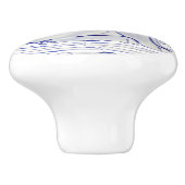 Blue Bunny Rabbit Floral Delft Dedham Ceramic Pull Keramische Knop (Zijkant)