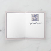 Blue Bunny Rabbit Get Well Card Kaart (Binnen)