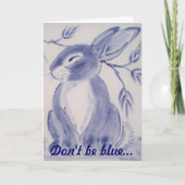 Blue Bunny Rabbit Get Well Card Kaart (Voorkant)
