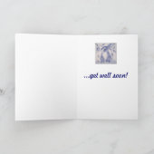 Blue Bunny Rabbit Get Well Card Kaart (Binnen)