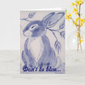 Blue Bunny Rabbit Get Well Card Kaart (Gele Bloem)