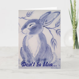 Blue Bunny Rabbit Get Well Card Kaart