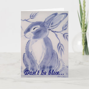 Blue Bunny Rabbit Get Well Card Kaart