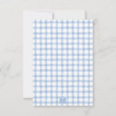 Blue Bunny Rabbit Gingham Monogram Crest Bedankkaart (Achterkant)