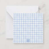 Blue Bunny Rabbit Gingham Monogram Crest Notitiekaartje (Achterkant)