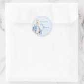 Blue Bunny Rabbit Gingham Waterverf Baby shower Ronde Sticker (Tas)