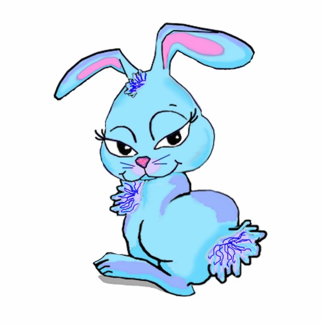 Blue Bunny Rabbit Photo Sculpture Staand Fotobeeldje (Voorkant)