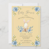Blue Bunny Rabbit Yellow Boy Baby shower Kaart (Voorkant)