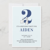 Blue Bunny Second Birthday Invitation Kaart (Voorkant)