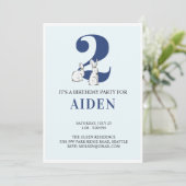 Blue Bunny Second Birthday Invitation Kaart (Staand voorkant)