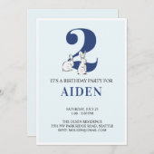 Blue Bunny Second Birthday Invitation Kaart (Voorkant / Achterkant)