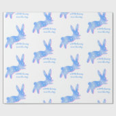 Blue Bunny Silhouette Cute Custom Boy Baby Shower Cadeaupapier (Vlak)