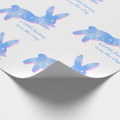 Blue Bunny Silhouette Cute Custom Boy Baby Shower Cadeaupapier (Hoek)