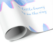 Blue Bunny Silhouette Cute Custom Boy Baby Shower Cadeaupapier (Rol Hoek)