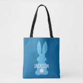 Blue Bunny Silhouette Easter - Aangepaste jongens Tote Bag (Voorkant)
