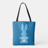 Blue Bunny Silhouette Easter - Aangepaste jongens Tote Bag (Achterkant)