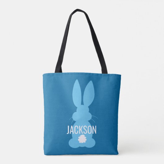 Blue Bunny Silhouette Easter - Aangepaste jongens Tote Bag (Achterkant)