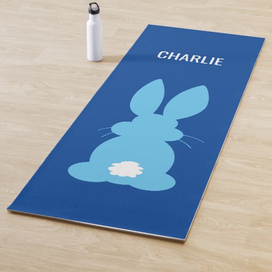 Blue Bunny Silhouette Personalized Cute Animal Yogamat (In situ)